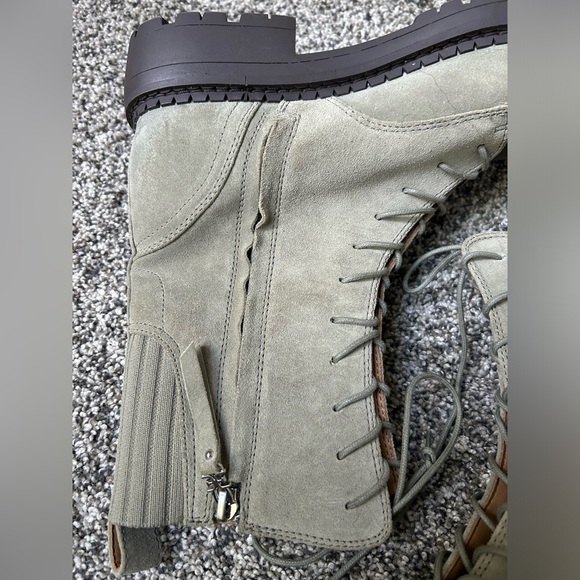 SAM EDELMAN LEX sage green suede leather combat boots size 8 - Picture 12 of 15